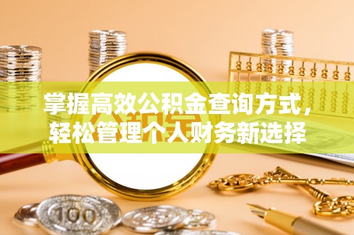 易门掌握高效公积金查询方式，轻松管理个人财务新选择