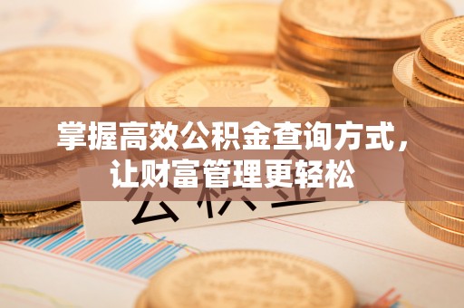 易门掌握高效公积金查询方式，让财富管理更轻松
