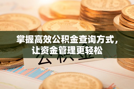 易门掌握高效公积金查询方式，让资金管理更轻松